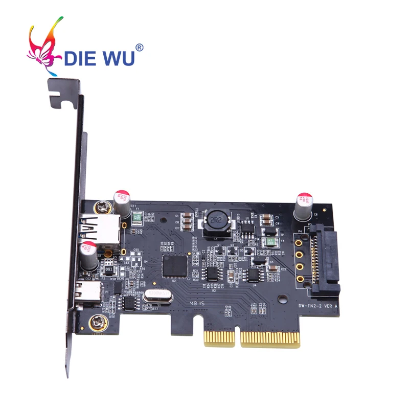 DIEWU USB 3,1 type C PCIe Плата расширения PCI-e до 1 type C 1 type A 3,0 USB адаптер PCI Express контроллер концентратор для настольного ПК