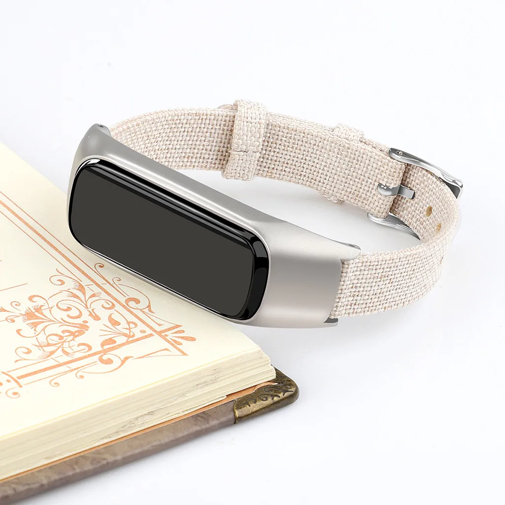 

Fashion Simple Watchbands For Samsung Galaxy Fit-E R375 Canvas Replacement Watch Strap + Metal Frame Watch Accessories Gifts