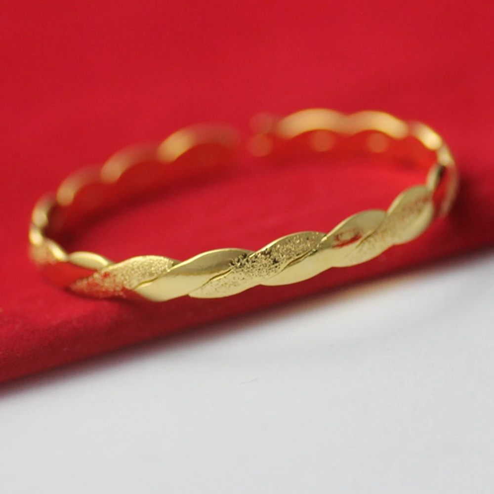 

C-shaped Bangle Twisted Yellow Gold Filled Womens Cuff Bangle Gift