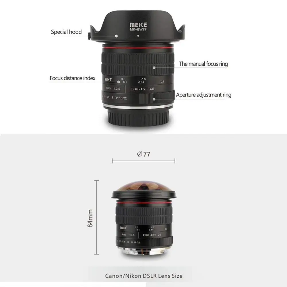 Meike MK-F-8-3.5 8 мм f/3 5 Рыбий глаз объектив для NIKON DSLR камеры D500 D810 D800 D3200 D5500 D5600 D7000 D7100 с