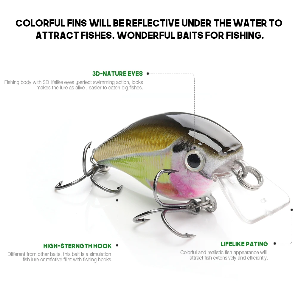 VTAVTA 1 PC Fishing Lure Crankbait Plastic lure Minnow Wobbler 6.34g 5cm artificial fishing lure Lifelike hard lure bait