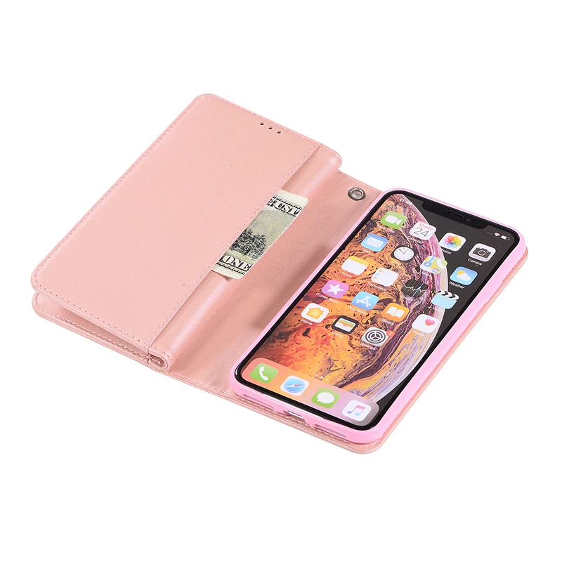 Блестящий кожаный чехол с блестками для iPhone X XS Max 8 7 Plus 9 бумажник на молнии карт XR 6