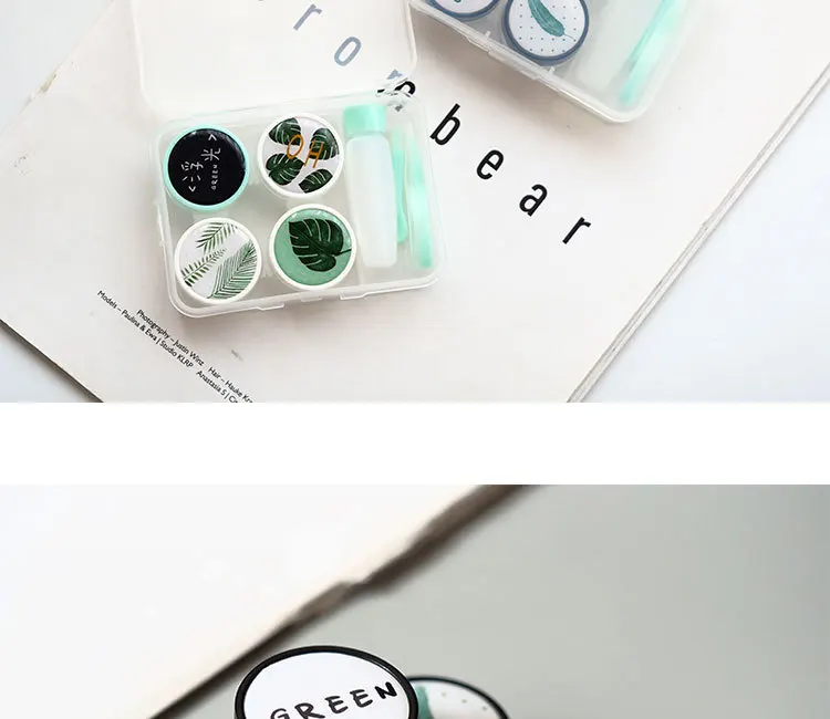 2 пары зеленого цвета, чехол для контактных линз конфетного цвета, много стилей, глазные контактные линзы, коробка для путешествий, кейс для контактных линз для женщин