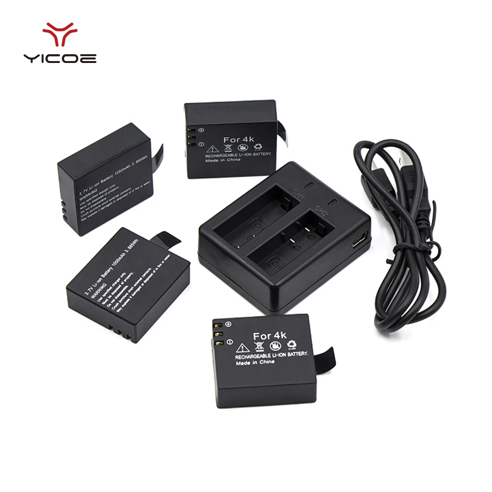 4 шт. 1050 мАч батарея Bateria аккумуляторная Замена USB зарядная док станция для eken H9R H9Pro