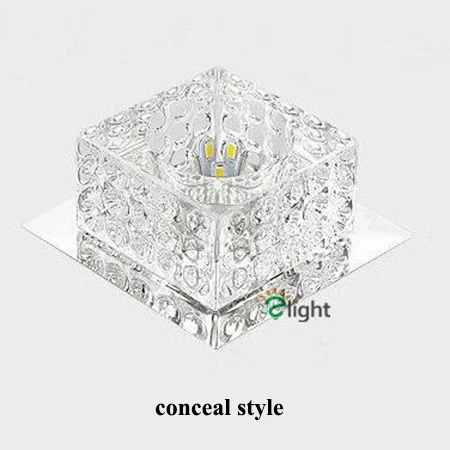 square conceal Dia10cm современный блеск Хрустальный светодиодный потолочный Люстра светильник s хромированный металлический коридор светодиодные люстры светильник для прохода светильник - Цвет абажура: square conceal