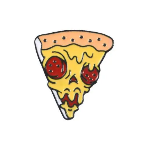 Pizza Значки с героями мультфильмов Скелет значки с изображением еды забавные шпильки эмаль Pin ювелирные изделия для хот-догов тостов пицца пончики броши для Для женщин рюкзак со значком - Окраска металла: Pizza