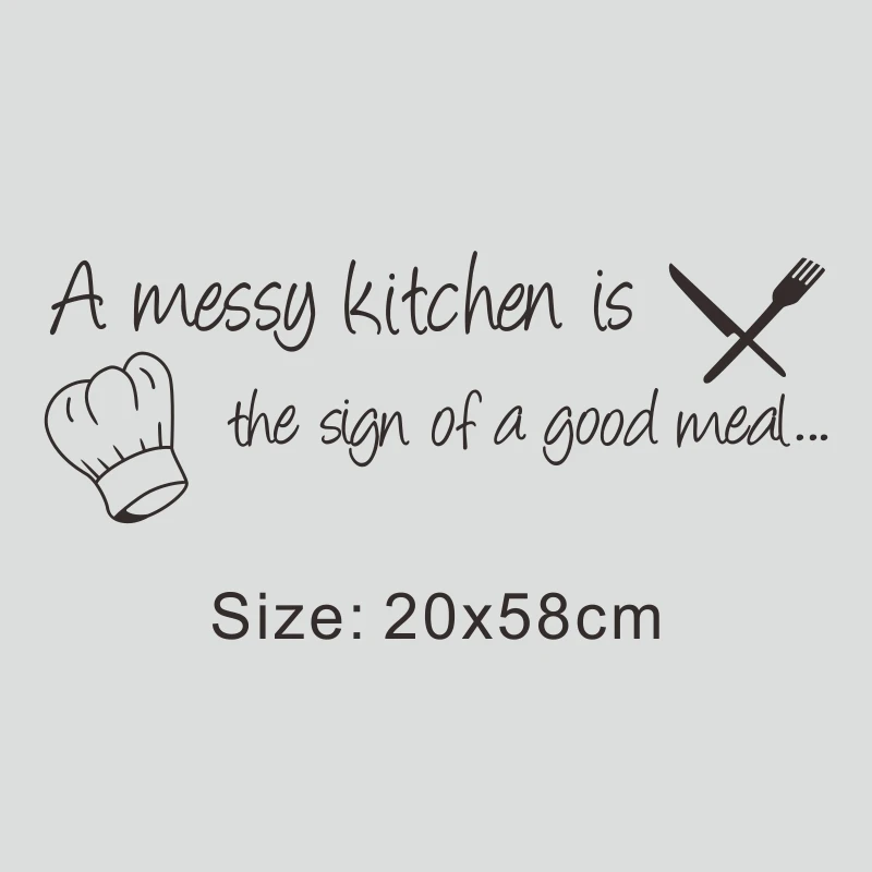 A Messy Kitchen the Sign of a Good Meal Quote Wall Decal Home Sticker Vinyl Letters Decor | Дом и сад