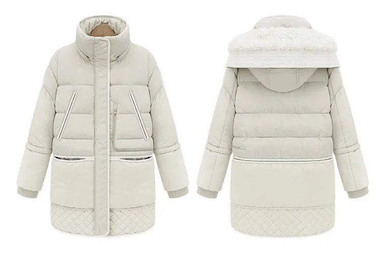 Sanishroly, зимнее женское пальто с капюшоном, белая куртка-пуховик на утином пуху, парка для девушек, средней длины, верхняя одежда из овечьей шерсти, топы размера плюс, SE291