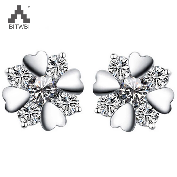 Роскошные серьги-гвоздики из настоящего серебра 925 пробы с цветком для женщин