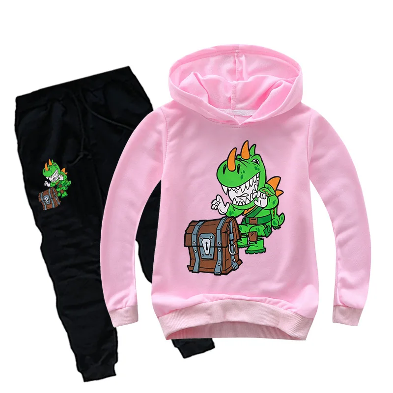 

DLF 2-16Y Dinosaur Hooded Sweatshirt Top Long Pant Sportswear Suits 2Pcs Set Baby Boys Clothes Sets Toddler Girls Fall Outfits