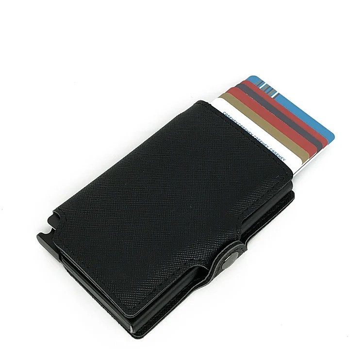 Casekey роскошный мужской кожаный кошелек умный минималистичный Rfid блокирующий тонкий кошелек с карманом для монет - Цвет: BLACK