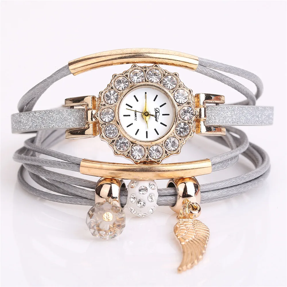 Женские часы с цветком Duoya брендовые Популярные Кварцевые роскошным браслетом