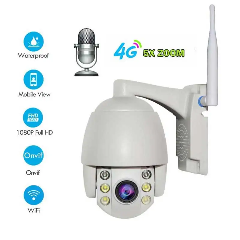 4G PTZ камера 5X зум HD 1080 P Водонепроницаемая ip-камера безопасности 360 ° вид ONVIF CCTV система видеонаблюдения полноцветная Ночная