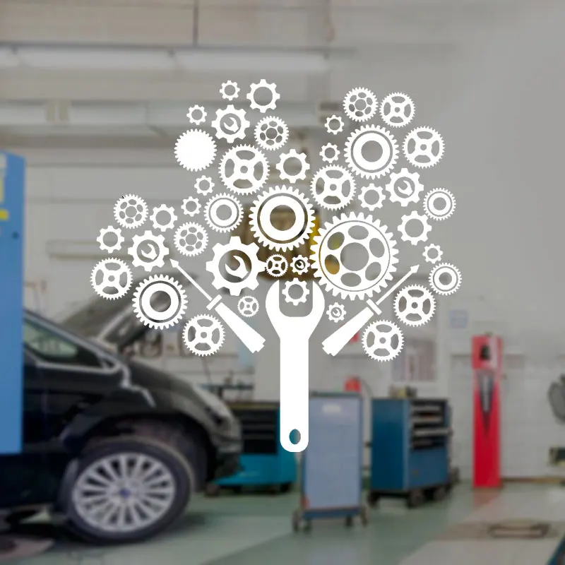 Шестерни механик Авто Услуги ремонта гаража стены наклейки виниловые