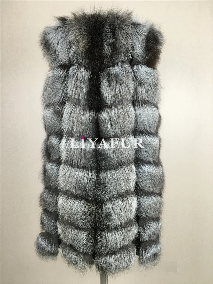 LIYAFUR новые длинные Стиль натуральная натурального Меха чернобурки жилет для Для женщин пушистый модное пальто мех- жилет
