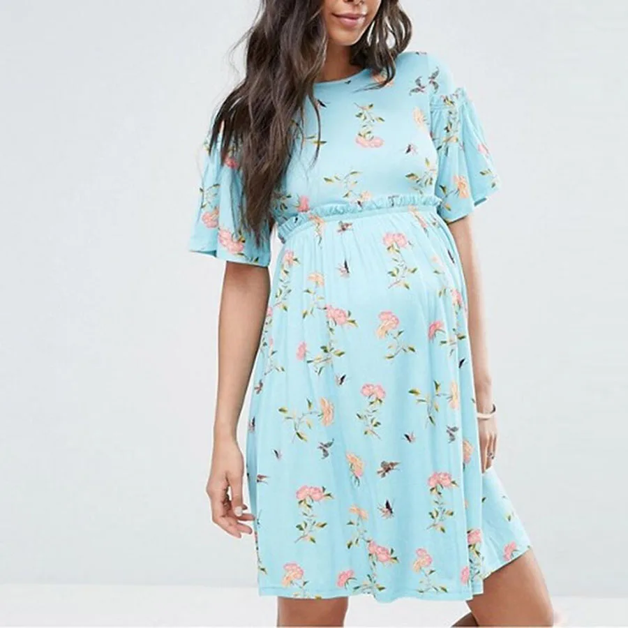 New Ties Waist Floral Printed Linen Maternity Dress Summer Autumn Fashion Nursing Clothes for Pregnant Women Pregnancy Clothing | Мать и