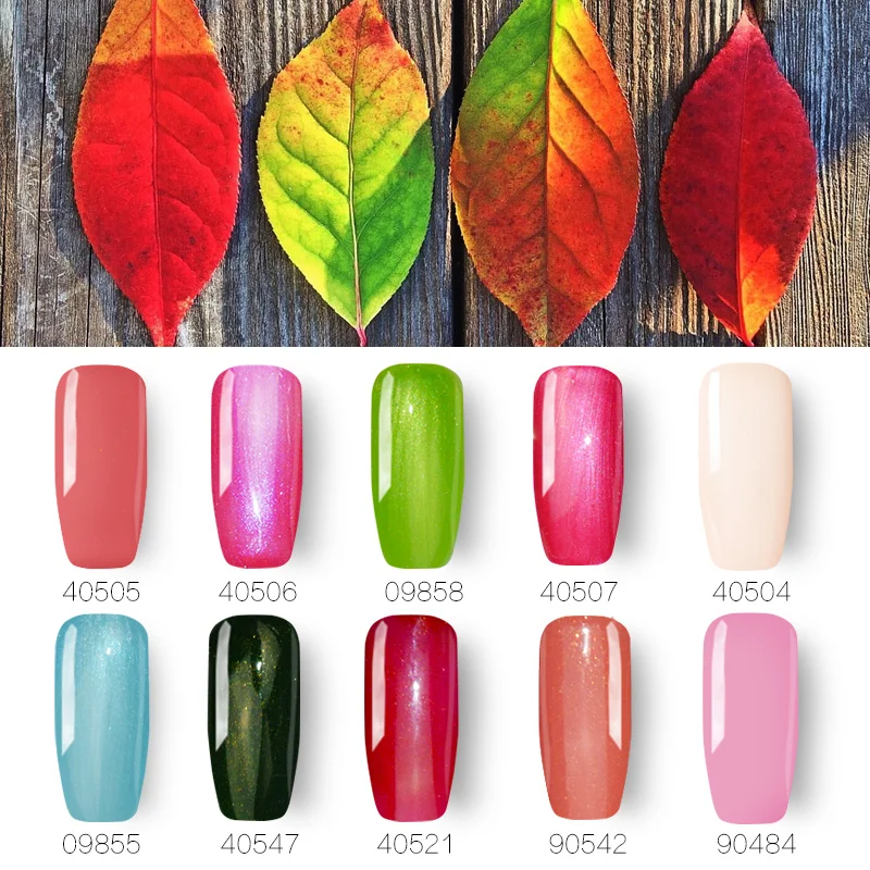 УФ Гель лак для ногтей 10 шт. полуперманентное верхнее покрытие блестящий Цветной