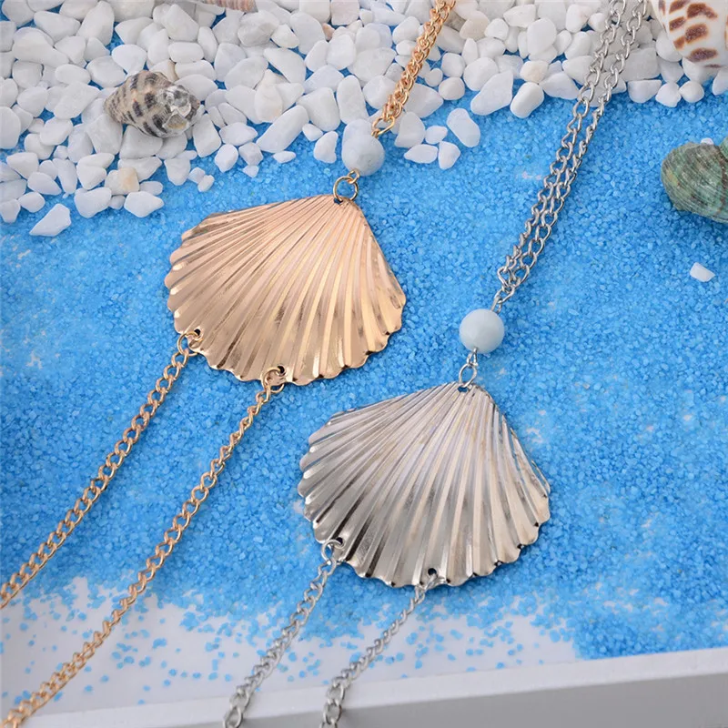 Модные сексуальные Металлические бусины в форме ракушки цепь для тела пляжный стиль тонкая цепь ювелирные изделия для тела летние золотые серебряные ювелирные изделия подарок для женщин