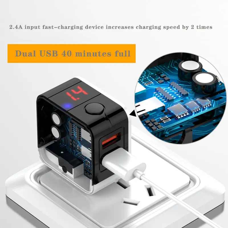 Светодиодный дисплей 2 USB зарядное устройство универсальное USB ЗУ для мобильного телефона быстрое зарядное устройство для iPhone samsung Xiaomi huawei 2.4A