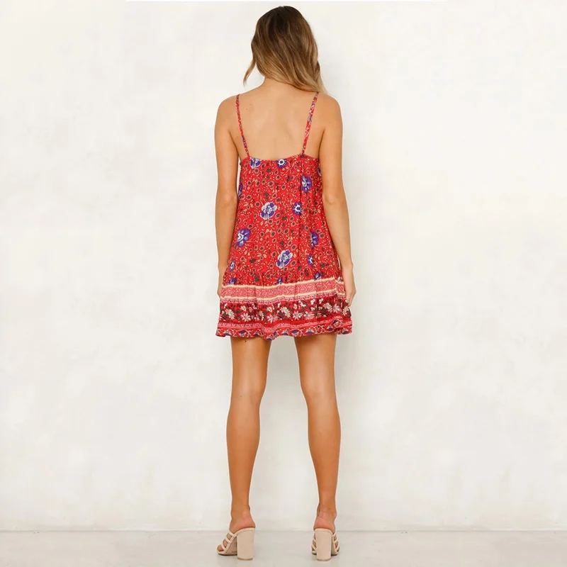 Женское платье на бретельках повседневное летнее с v образным вырезом и