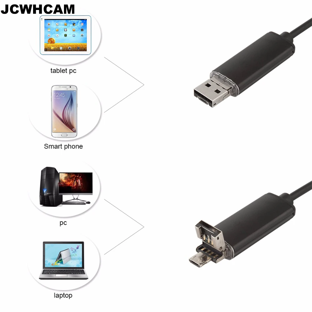Камера-Эндоскоп JCWHCAM 5 м 2 1 Android USB мм IP67 водонепроницаемая usb-камера HD Мобильный