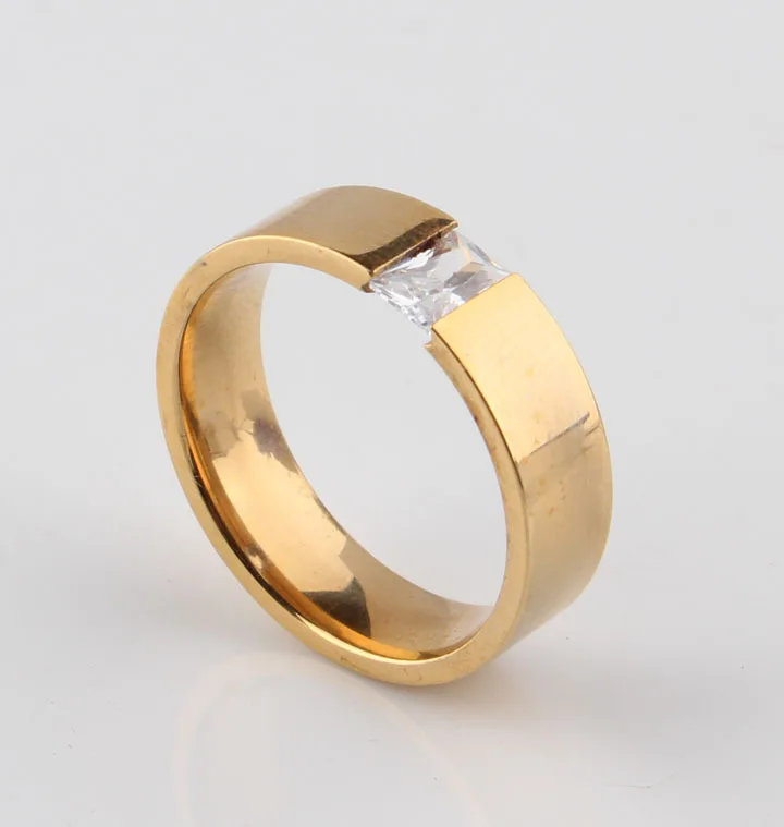 Классические открытые циркониевые кольца из нержавеющей стали 316L золотого цвета