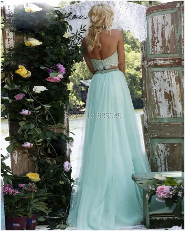 Халат Вечер Longue Высокой Бисером Шеи Двух Частей Прямо Вечерние Платья Low Cut