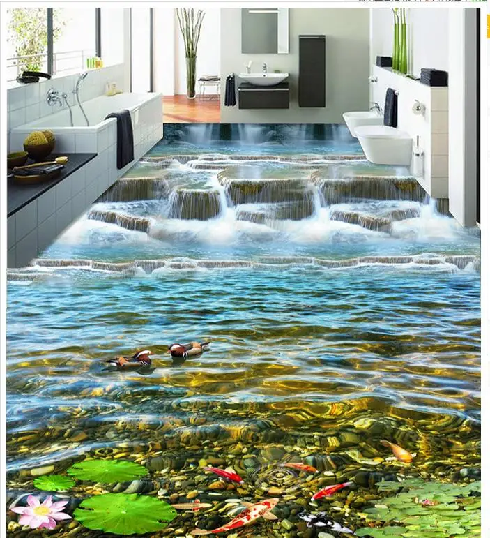 Пользовательские фото пол 3D обои современное искусство водопад утка мандарин