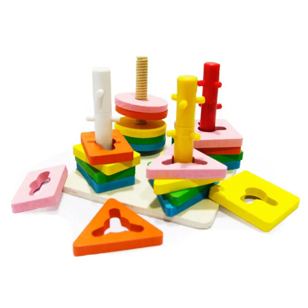 

Children Toys Building Blocks Wooden Geometric Sorting Board Block Kids Early Educational Toy Gifts 88 NSV775