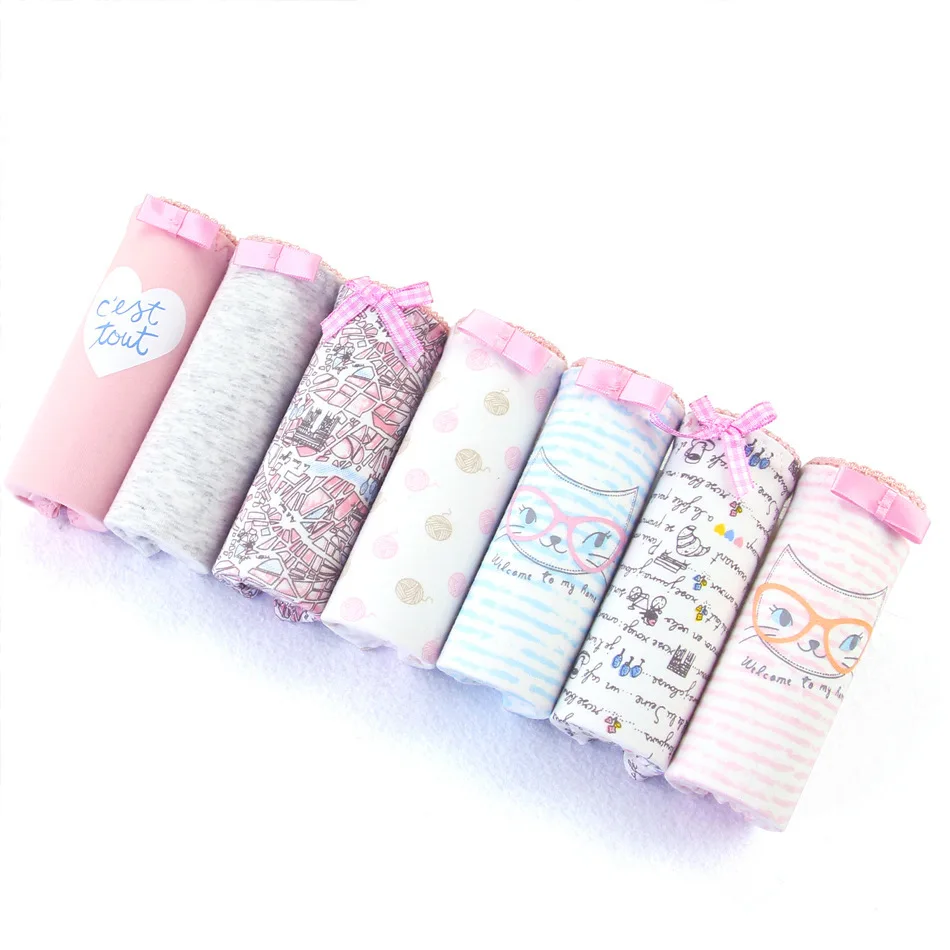 Трусы для девочек в коробке 7 шт./партия удобное дышащее нижнее белье женщин 2019