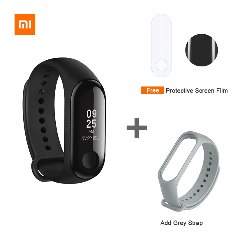Add Grey Strap Xiaomi mi-браслет 3 Смарт-Браслет фитнес-трекер умный Браслет 0,7" OLED сенсорный экран 50 м водонепроницаемый mi Band 3 - Цвет: Add Grey Strap