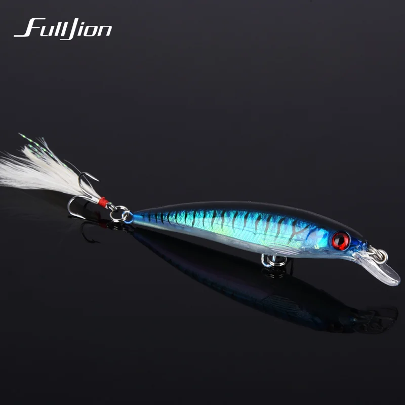 Fulljion 1 шт. рыболовные приманки поплавок гольян воблеры Crankbait искусственные жесткие приманки 3D глаза крючки с пером пластиковые Pesca приманки - Цвет: 07