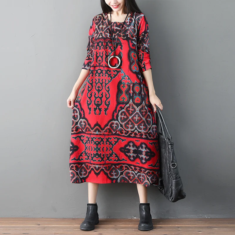 P Ammy 2019 осеннее платье с длинными рукавами в китайском стиле весеннее хлопковое