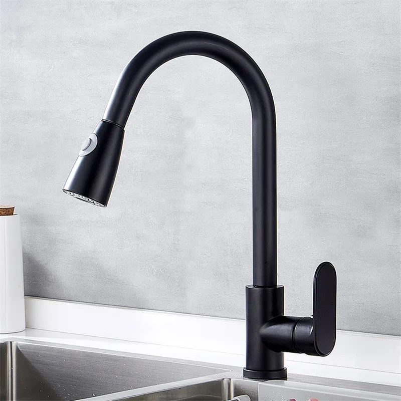 NEW Brushed Nickel Mixer Faucet Single Hole Pull Out Spout Kitchen Sink Tap Stream Sprayer Head Chrome/Black | Обустройство дома