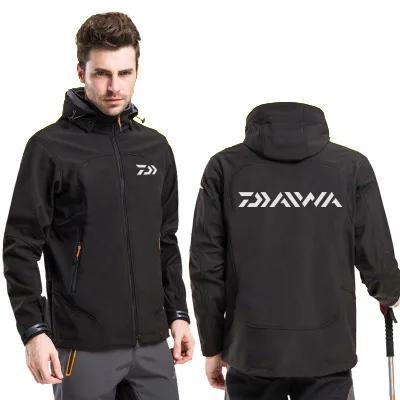 Black 2 Daiwa полная молния ветрозащитная одежда для рыбалки для мужчин легкая ветровка флисовая куртка с капюшоном - Цвет: Black 2