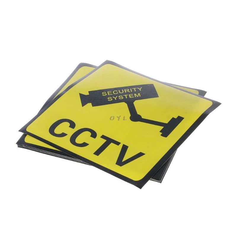 10PCS Warning Stickers for CCTV SECURITY SYSTEM Self-adhensive Safety Label Signs Decal 111mm Waterproof | Безопасность и защита