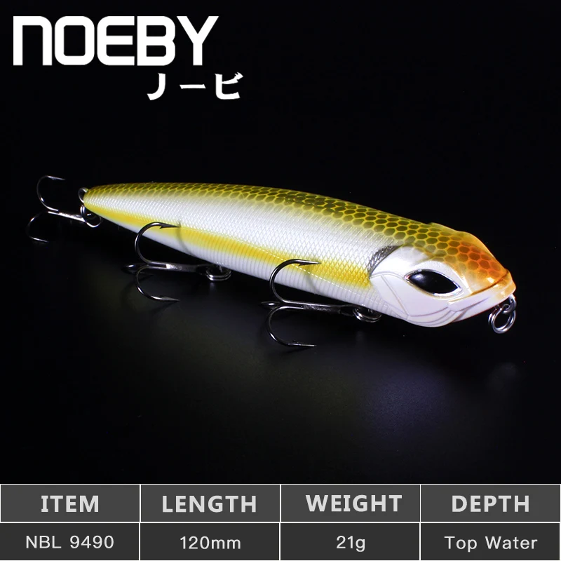 NOEBY Topwater Pencil 120 мм/21 г Обтекаемый корпус жесткая приманка для рыбалки с VMC/JP SUGIURA