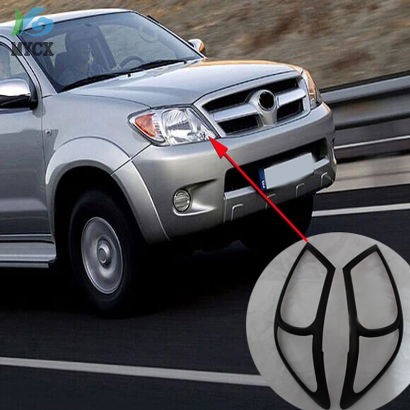Аксессуары ABS Матовый Черный цвет фары Чехлы для toyota hilux vigo 2005 2010 автомобильный