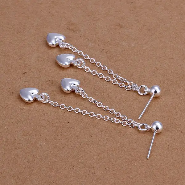 Женские серьги-подвески в виде сердца серебро 925 пробы | Украшения и аксессуары