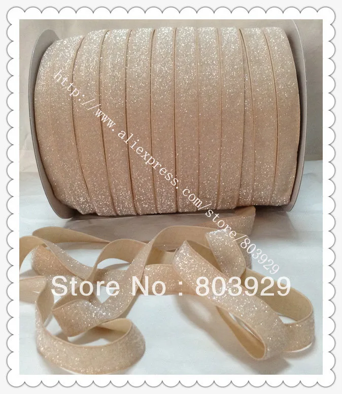 

3/8" Frosted Tan Glitter Ribbon Sparkle Ribbon Frosted Metallic Ribbon