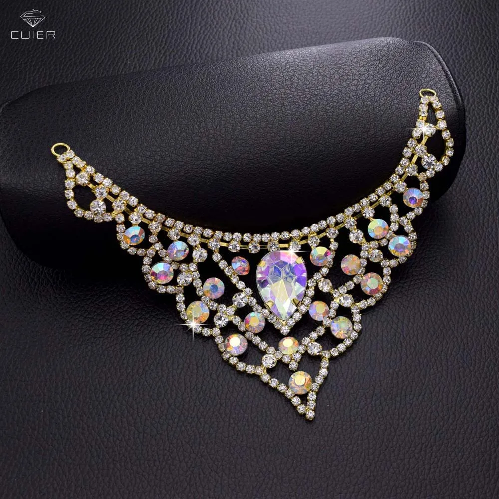 10 шт. рельефная висячая аппликация с кристаллами и стразами|rhinestone neckline applique|rhinestone