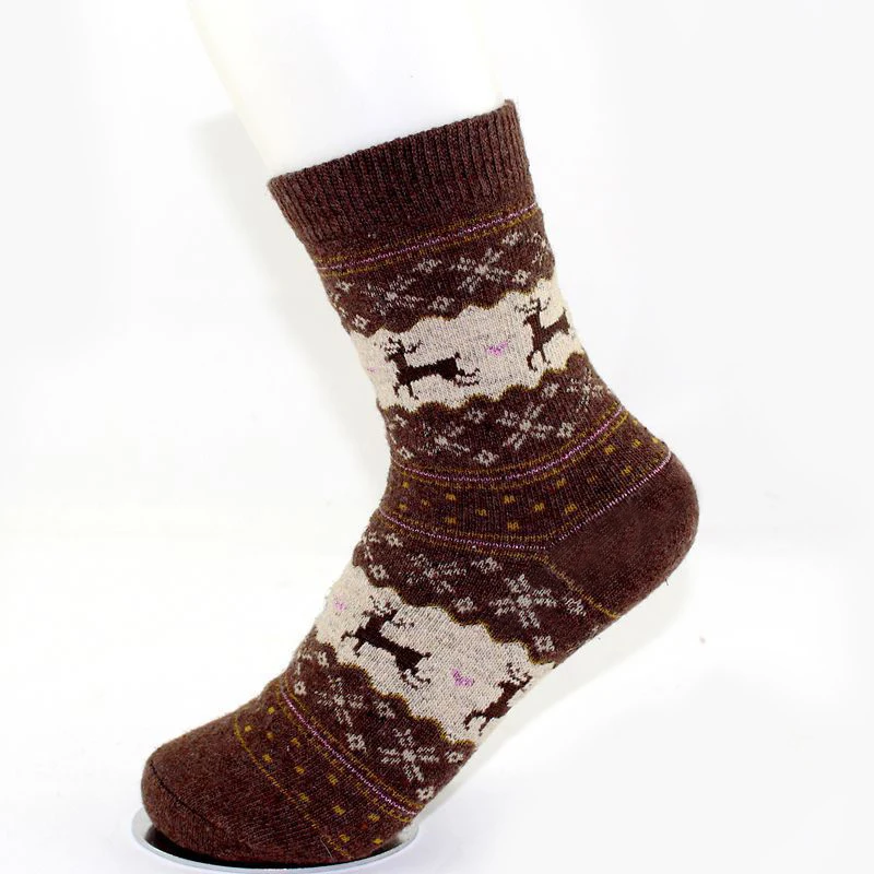 Модные теплые плотные носки из кроличьей шерсти на осень и зиму рождественские