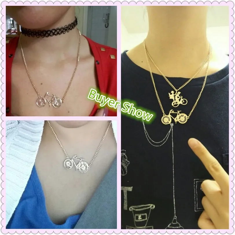 Trusta женские золотые украшения милый велосипед подарок ожерелье с подвеской для