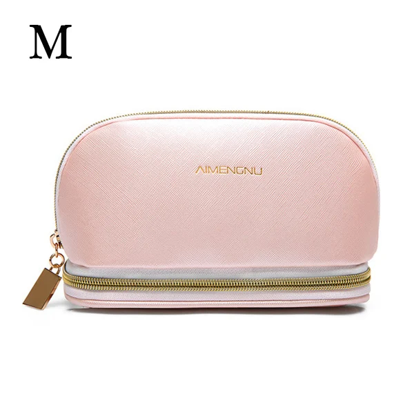M-Pink Cosmetic bag HMUNII косметичка для путешествий, Несессер для туалетных принадлежностей, косметичка, органайзер для красоты, женские футляры из искусственной кожи, водонепроницаемая косметичка - Цвет: M-Pink Cosmetic bag