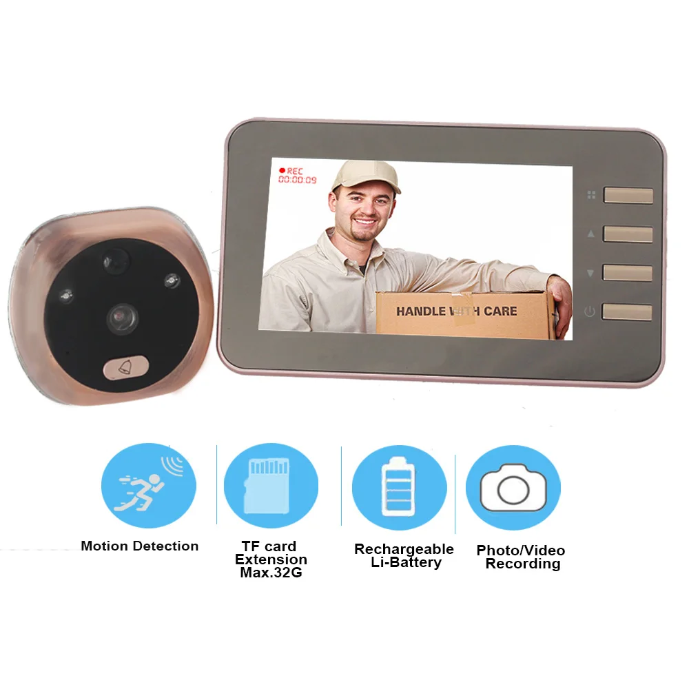 4 3-дюймовый экран видео камера дверь зритель датчик движения глазок дверной