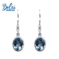bolaijewelrynew style fashion dangle earring natural sky blue topaz gemstone in 925 sterling silver women christmas best gift