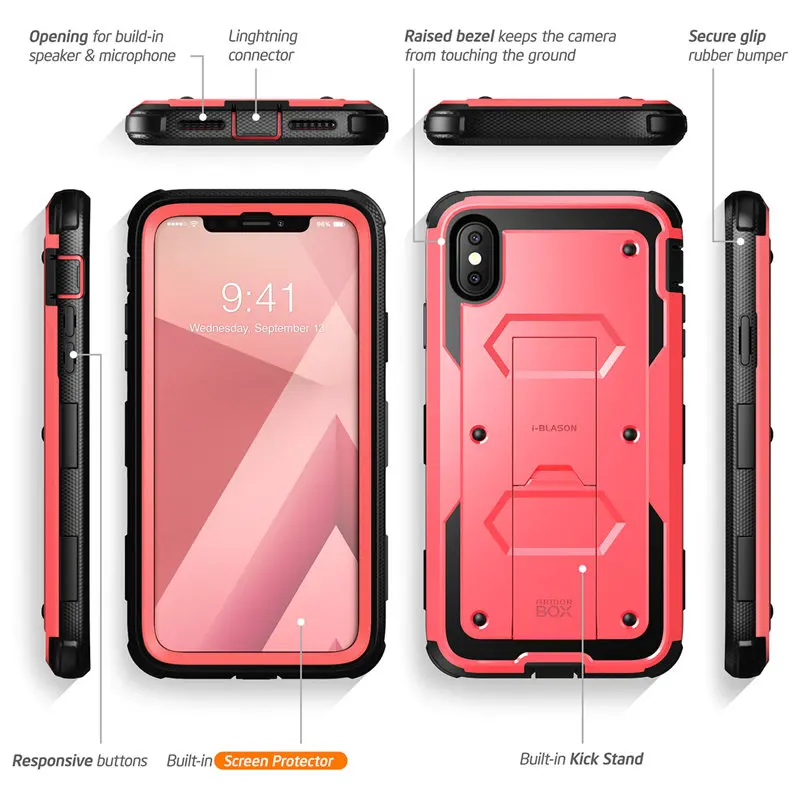 Для iphone Xs Max Чехол i-Blason Armorbox полный корпус сверхмощный ударопрочный чехол со встроенной защитой экрана и подставкой