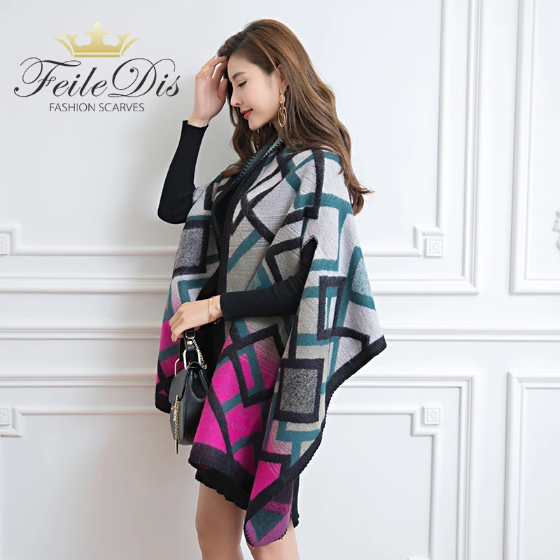 

[FEILEDIS]2018 luxury brand new cashmere shawl lady cashmere warm scarf Double-sided thick Fashion scarf FD215