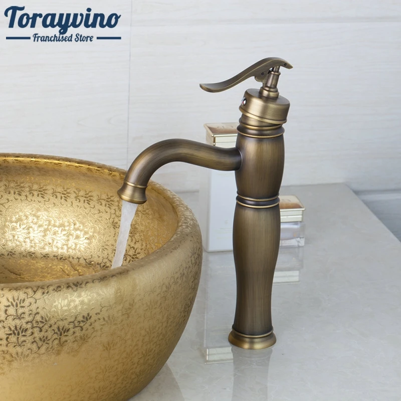 

Bathroom Basin Faucets Torneira Antique Brass Bathroom Faucet Wash Basin Tap Swivel Single Handle Hot & Cold Water Mixer Taps