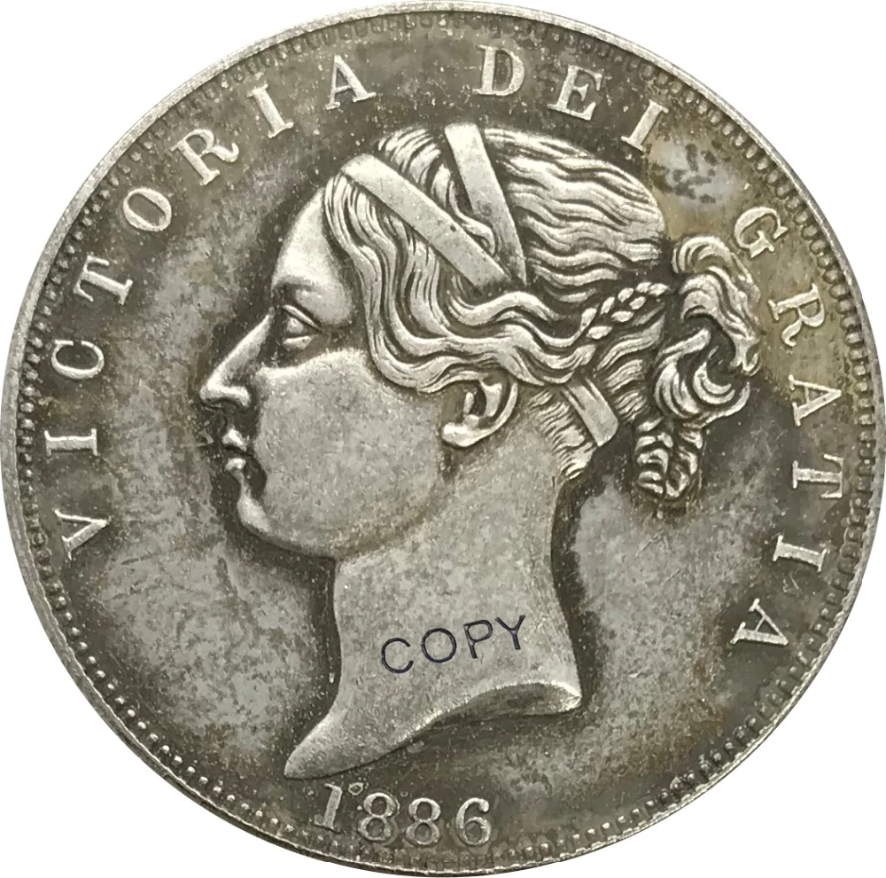 

1886 United Kingdom 1/2 Crown Collectibles Cupronickel Plated Silver Copy Coin